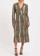 BNWT ARKET BROWN ANIMAL REPTILE PRINT MIDI WRAP DRESS SIZE 8