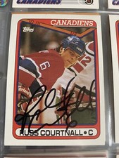 10 Russ Courtnall hockey cards.  2 cards autographed 
