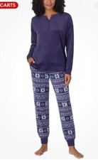 Nautica Women's 2 Piece Fleece Pajama Sleepwear Set Blue, 2XL B76