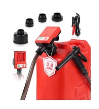 3.8 GPM Fuel Transfer Pump, 12V Battery Clip AA Powered, 51" Hose with 4 Ad...