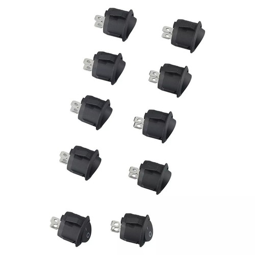 10Pcs Black Round Rocker Switches 6A 250V AC SPST for DIY Electrical Work - Picture 11 of 12