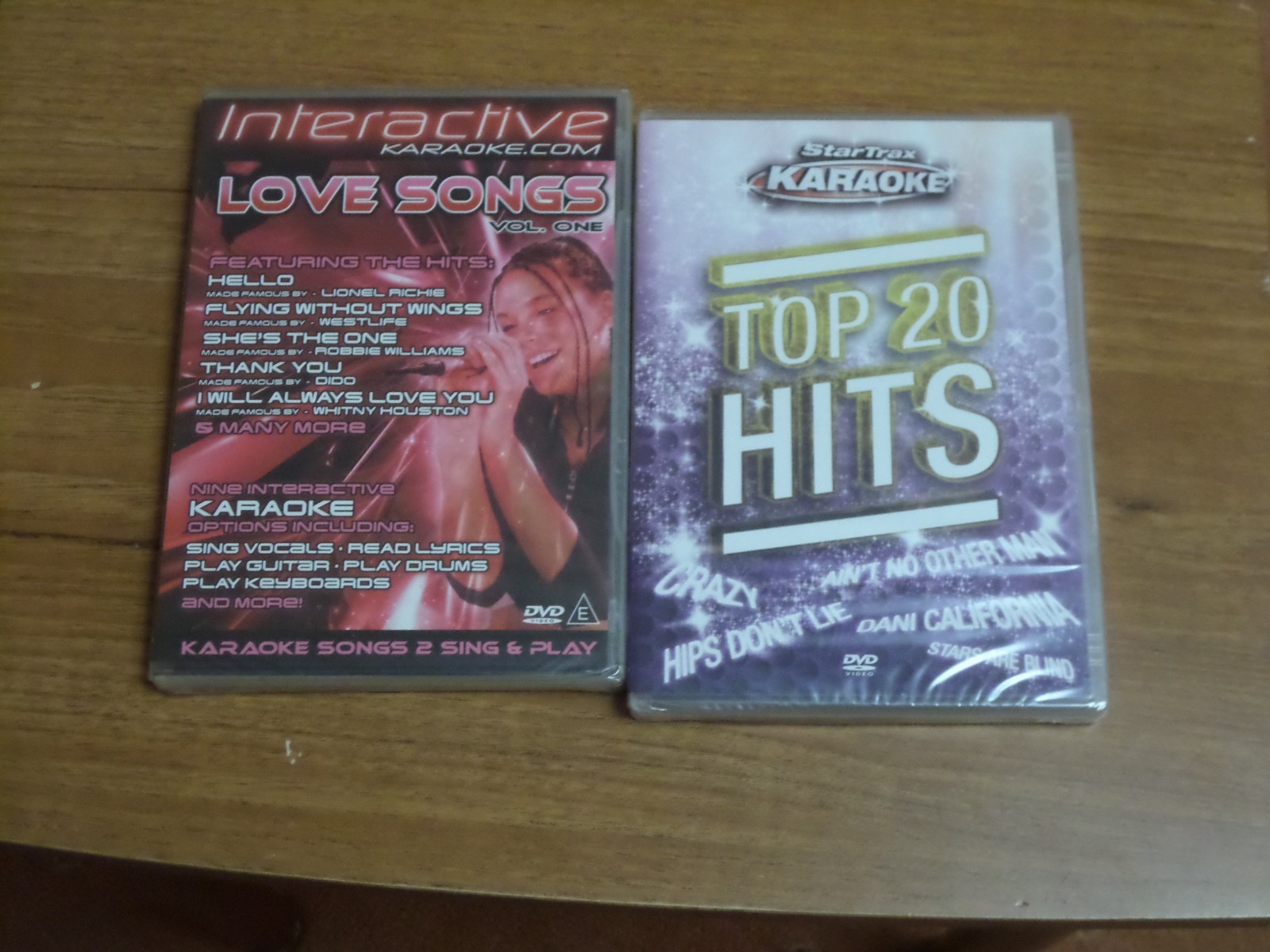 TWO KARAOKE DVDS - NEW & SEALED LOVE SONGS / TOP 20 HITS