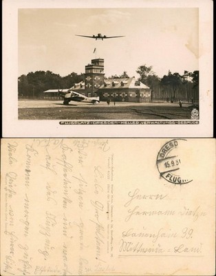 Ansichtskarte Hellerau-Dresden Flugplatz Heller Flugzeug 1931 Walter Hahn:5065