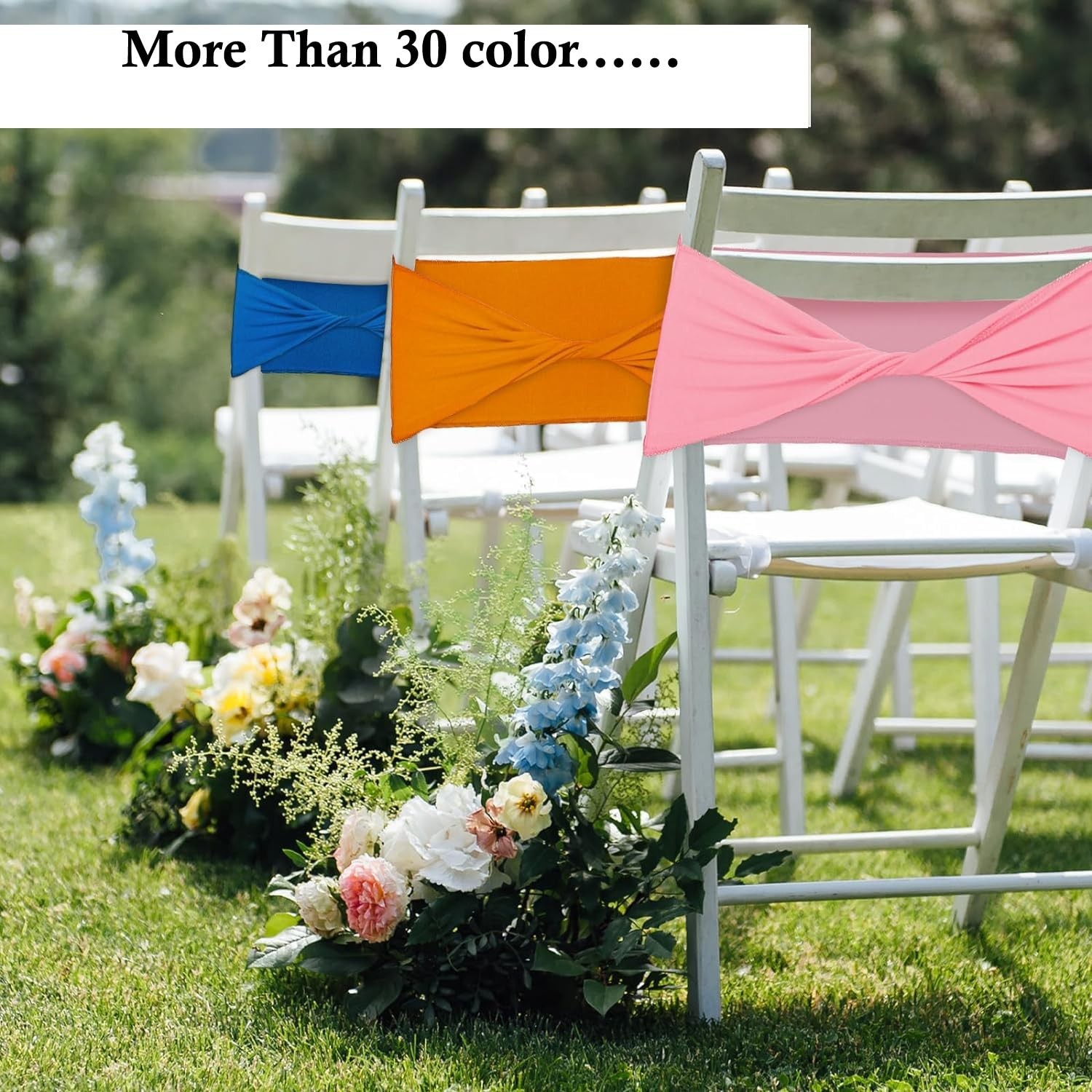 MDS Pack of 25 Spandex Chair Sashes Bows Elastic Stretch Dining Chair Bands T...