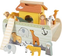 Small Foot Steckspiel Arche Noah „Safari“, Motorikspielzeug Aus Holz Mit 15 Tier