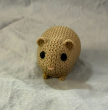NEW 3D Fat Guinea Pig Printed Toy Crochet Tan Shelf Sitter Pawsome Pink Knit Eas