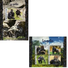 Gorillas Stamp Bundle of 2 Gorilla Gorilla Wild Animal Souvenir Sheet MNH
