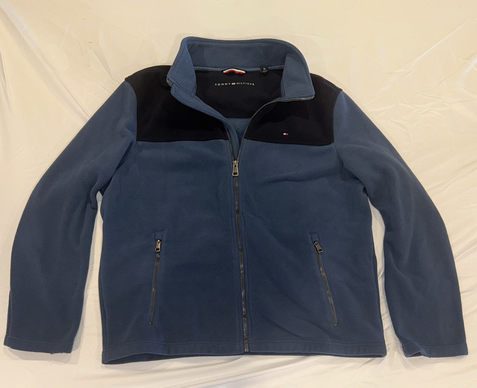 Tommy Hilfiger Navy Blue Fleece Jacket for Men Size XL Cozy Comfort