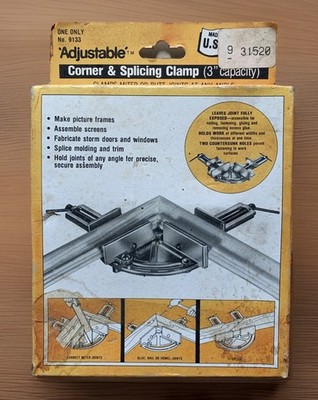 Adjustable Angle Corner And Splicing Clamp No. 9133 Made In USA 3  Capacity NIB
