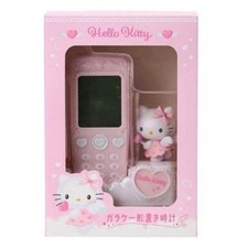 Sanrio Hello Kitty Reloj de Mesa Teléfono Abatible Retro Teléfono Celular Forma Japón Nueva Caja