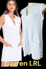 $95 Ralph Lauren White Sleeveless Coverup Dress Tunic Nautical Gold Buttons S
