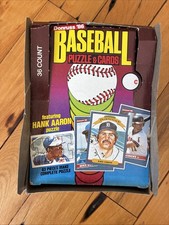 1986 Donruss Baseball Card Display Wax Box ~~~EMPTY Hank Aaron Puzzle Card