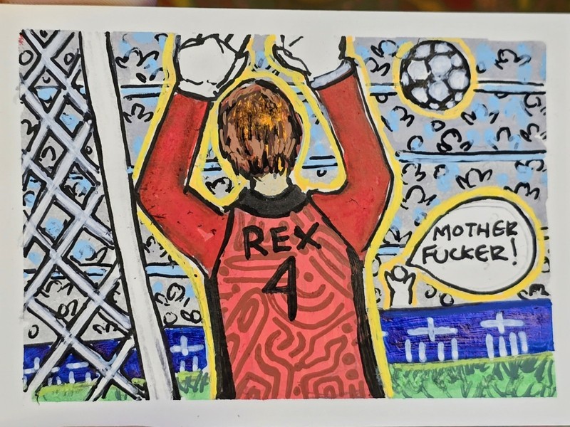 ACEO - Original Acrylic Illustration 2.5x3.5| "Fifa Oedipus" by Niamh Reilly