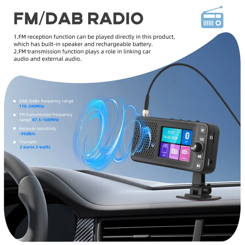 Digitalradio Adapter DAB+ DAB+ Antenne USB bluetooth Adapter Receiver Universal - Bild 4 von 4