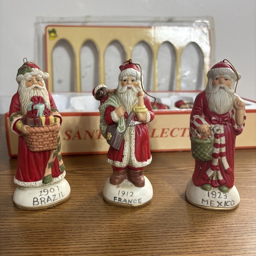 6 Santa Figurines Old World Countries Ornaments Hand Crafted Porcelain US Canada - Picture 2 of 10