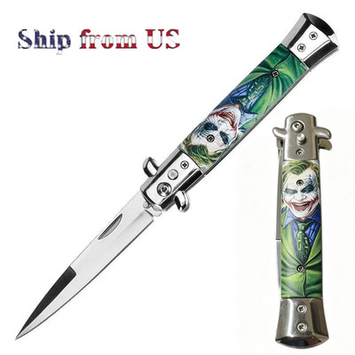 Tactical Assisted Open Folding Pocket Knife Clown Joker Inspired Print US