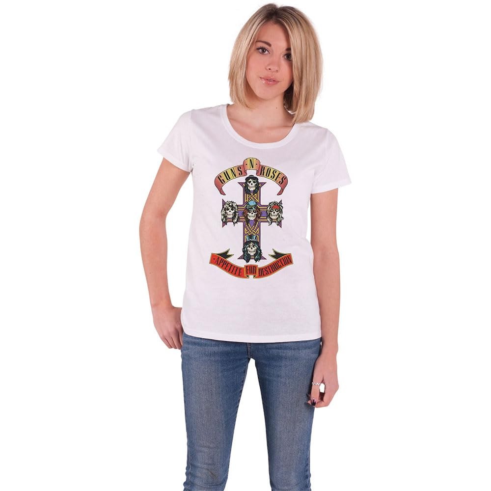 Женская футболка группы Monkey Guns N Roses Appetite for Destruction White XL белого цвета