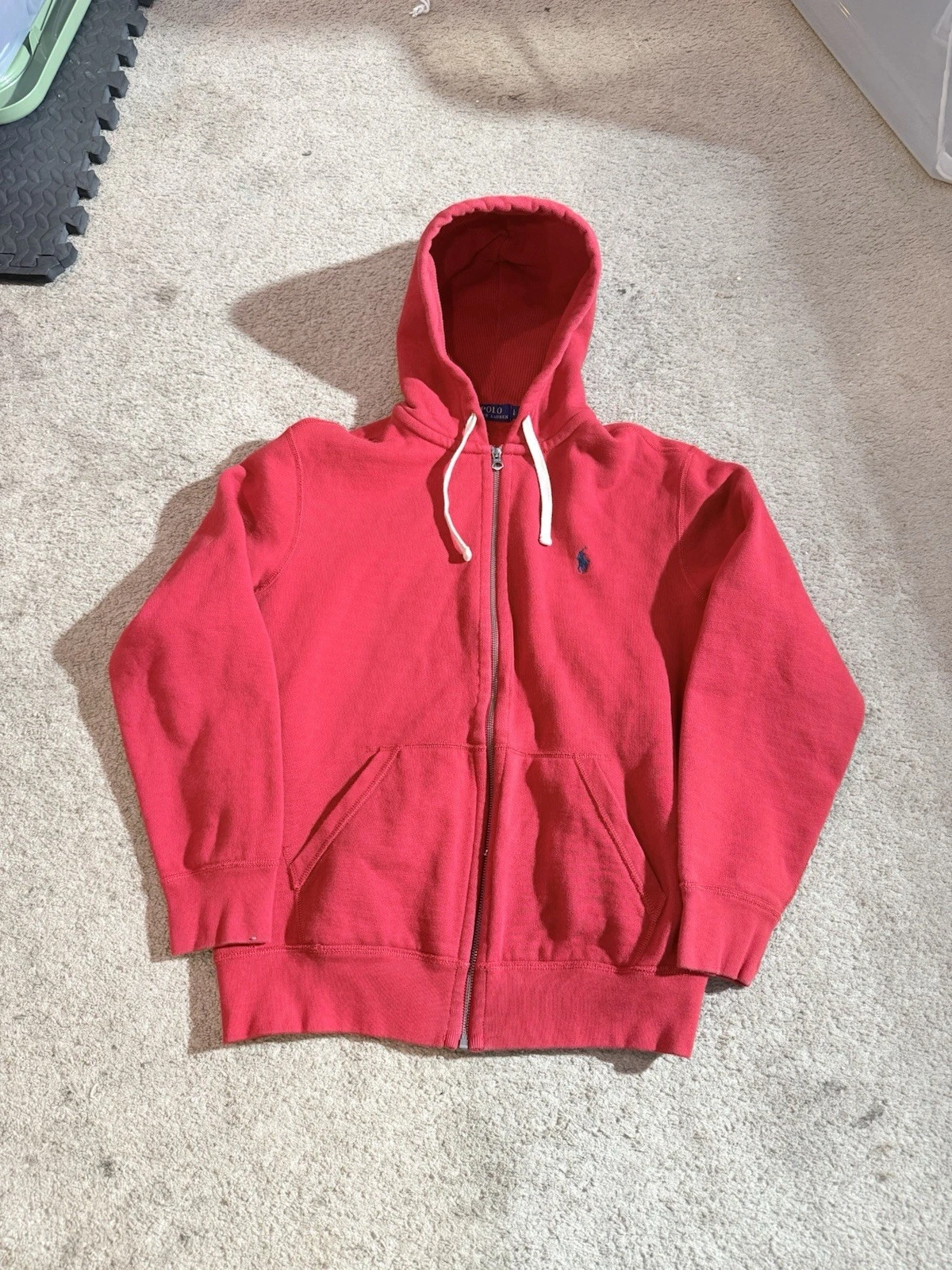 Ralph Lauren red zip up hoodie with navy pony super thick hoodie Size Large
Opens in a new window or