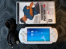 Sony PSP White 1000 with New Battery, Charger & Tiger Woods Game.