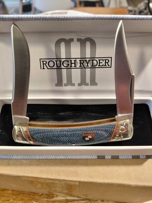 Rough Ryder Faded Blue Jeans Micarta Small Moose Pocketknife RR2350 NIB