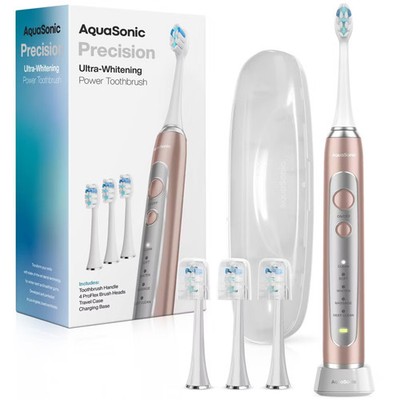 Aquasonic Precision Rechargeable Electric Toothbrush with 4 Brush Heads and
