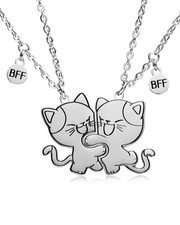 Cat Magnetic Matching BFF Necklace 2 Best Friend Jewelry Set 2 Pcs Kitty Friends