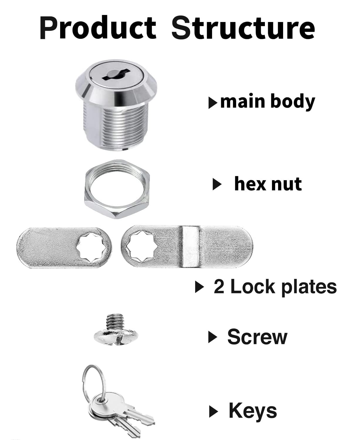 Cabinet Cam Locks Keyed Alike 5/8'' Fits on 3/8'' Max Door Thickness Secure F...