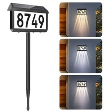 Brightever Solar Address Signs, House Number for Outside Waterproof, 3-Color LED