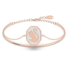 Swarovski Crystal Swan Bangle, White, Rose Go...