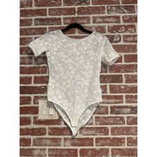 Wolford Rachel Lace Bodysuit White Medium Floral Mesh Snap Stretch