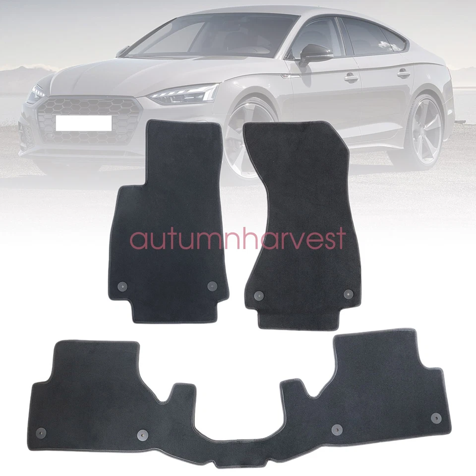 For 2021 2022 Audi A5 RS5 S5 Sportback Front & 2nd Row Floor Mats Carpet Velour - Imagem 2 de 4