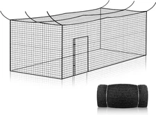 Batting Cage Net 55'L/35'L/20'L, Fully Enclosed Baseball & Softball Cage Netting