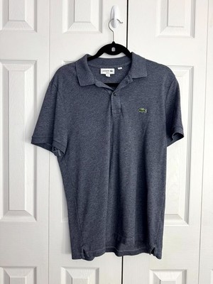 Lacoste Polo Shirt Men's Large Heather Gray Short Sleeve Stretch 100% Cotton