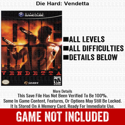 Die Hard Vendetta 100% Nintendo GameCube Memory Card Save CHEATS