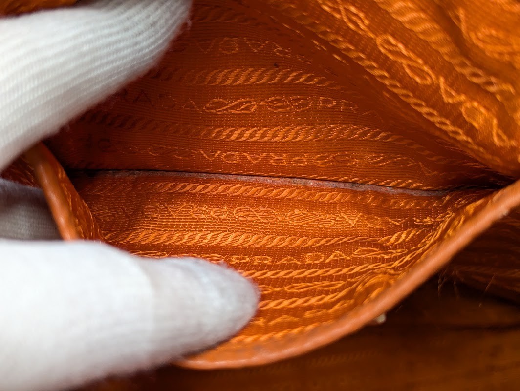 PRADA Vitello Daino Logo Leather 2way Shoulder Tote Bag Orange BN1713 Authentic thumbnail 16