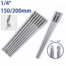 Drill Cordless Screwdriver Phillips Slotted Pozi Bit Set Magnetic Holder Long S2