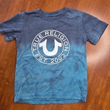 3 / 30 True Religion Kids Blue Ombre Graphic Tee T-Shirt Size 6 Short Sleeve