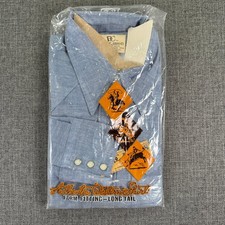 NWT Vintage Dee Cee Brand Men's 38 Blue Pearl Snap Western Work Shirt USA Made