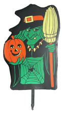 Spooky Halloween Witch Spider Pumpkin Plastic Yard Sign with Stake-Lawn Decor