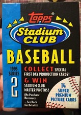 Pack scellé en usine Topps Stadium Club Baseball Series 2 1993.