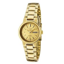SEIKO SYME46K1 WOMEN'S SEIKO 5 AUTOMATIC WATCH – GOLD DIAL GOLD-TONE STAINLESS