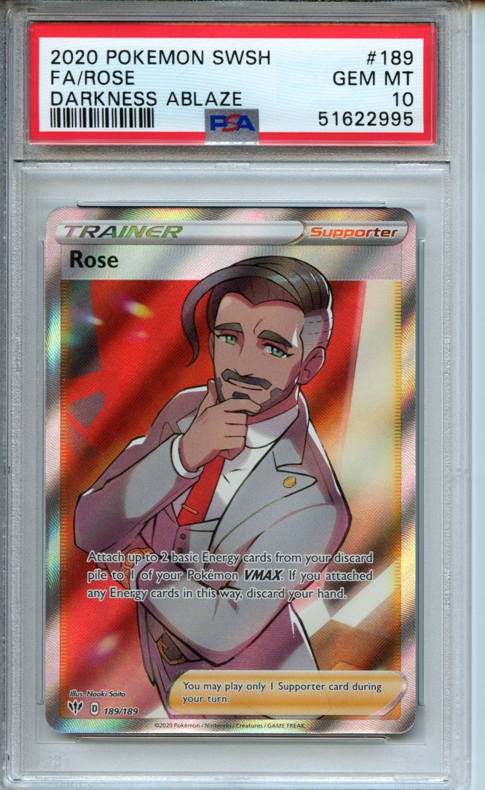 2020 Pokemon POKEMON SWORD & SHIELD DARKNESS ABLAZE #189 Fa/Rose front