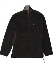 IZOD Mens Zip Neck Fleece Jumper Large Black Polyester AM04