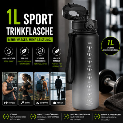 1 Liter Sport-Trinkflasche   BPA-frei | Auslaufsicher | Ideal für Sport, Fitness