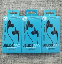 JLab JBuds Pro Signature Earbuds w/ Cush Fins 3 Pack Black Wired Built In Mic