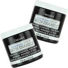 DecoArt Americana Decor Satin Enamels - 2 Pack 8oz Classic Black Acrylic Paint