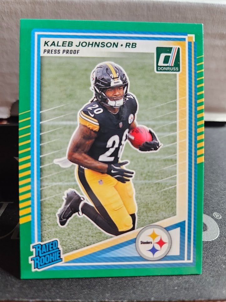 2025 Panini Donruss Green Press Proof Rated Rookie Kaleb Johnson RC #322
