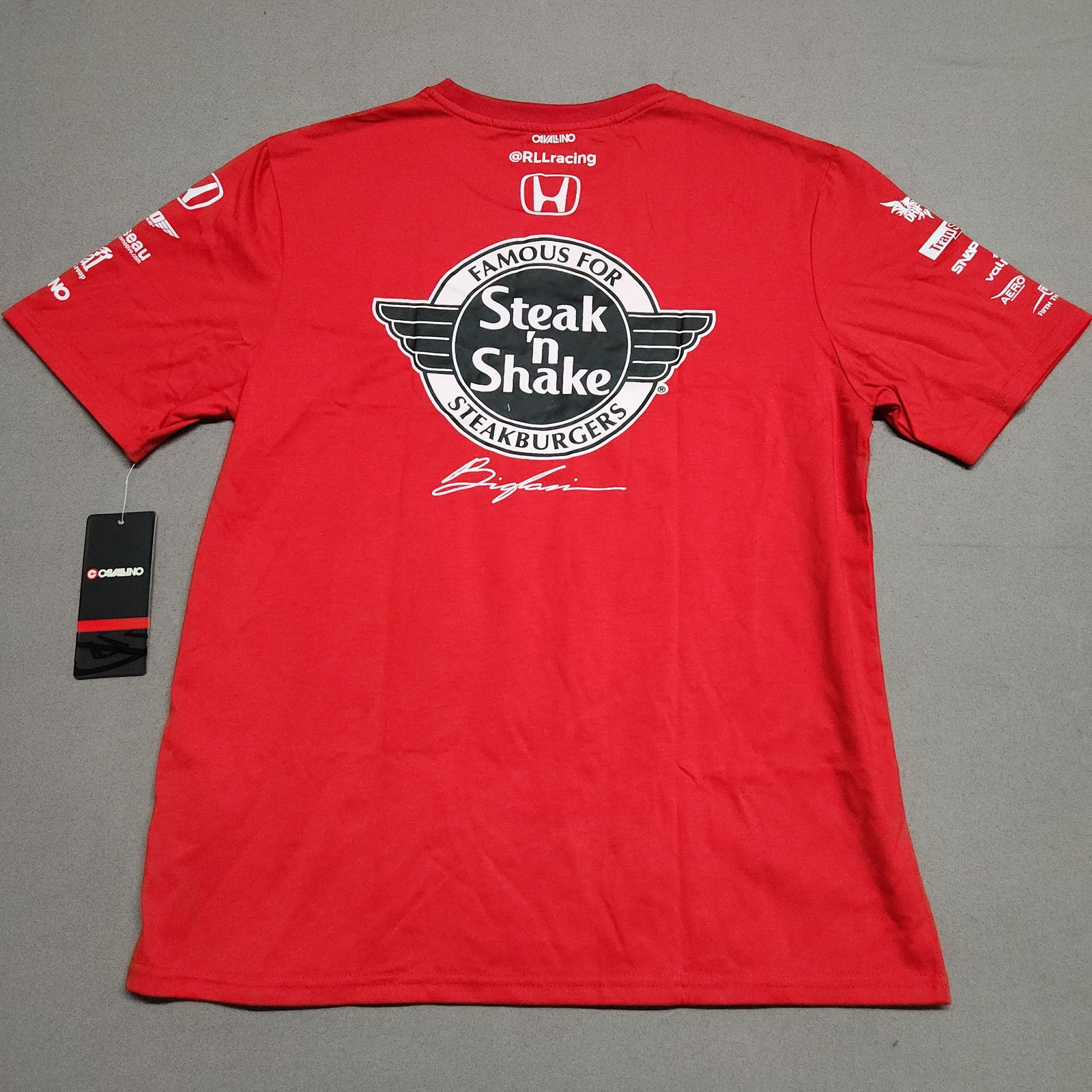 Cavallino Sponsor Logo Tee Unisex T Shirt Large Indy 500 Honda Red image 2