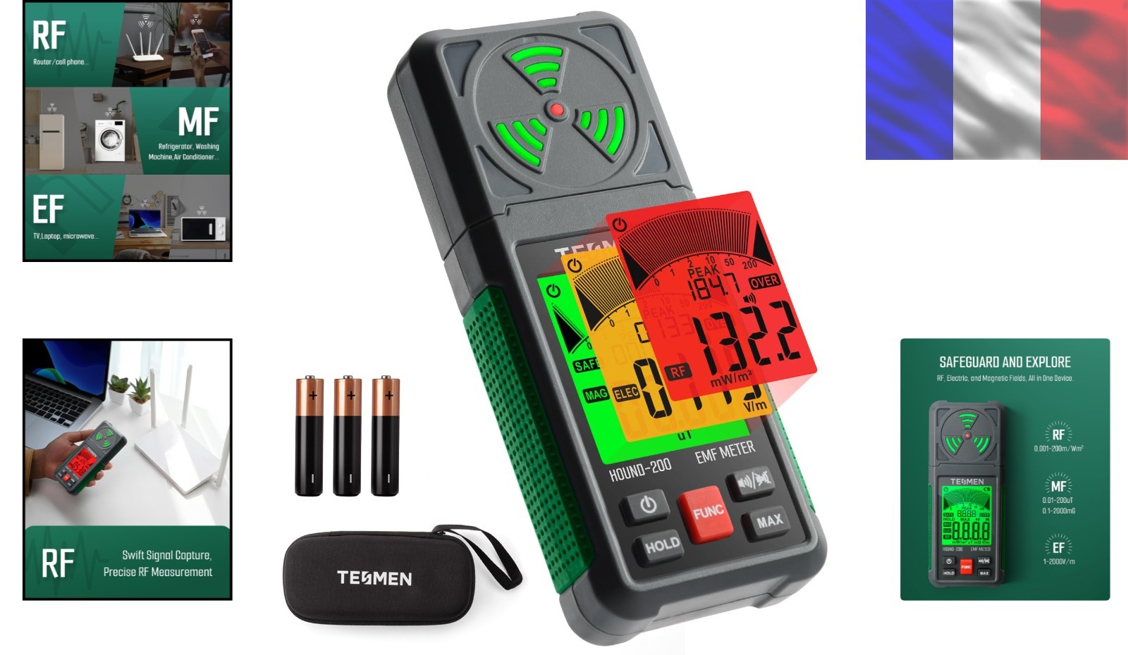 Détecteur EMF TESMEN pour identifier la pollution magnétique