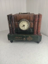 Wooden Quartz Mantel Shelf Table Clock Preowned  Looks like stacked Books